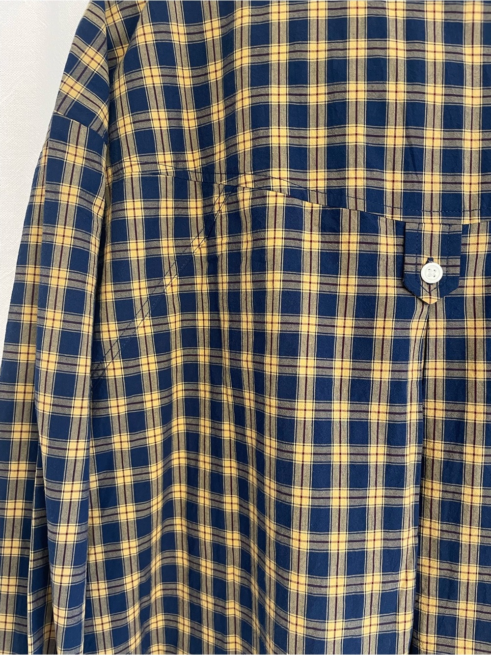 Madewell Navy and Yellow Plaid Button-Down Shirt, size medium - Picture 8 of 10